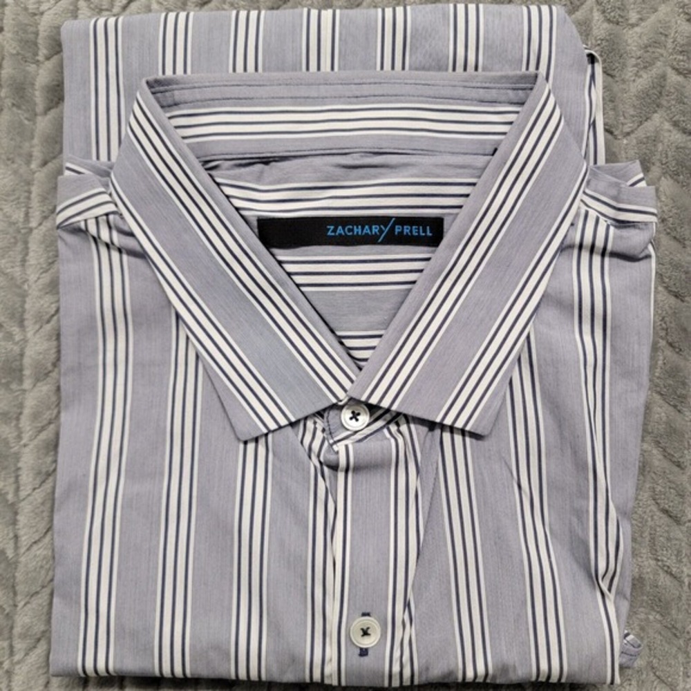 Zachary Prell‎ Button Up Shirt Men Size 2XL Blue Striped Long Sleeve Casual